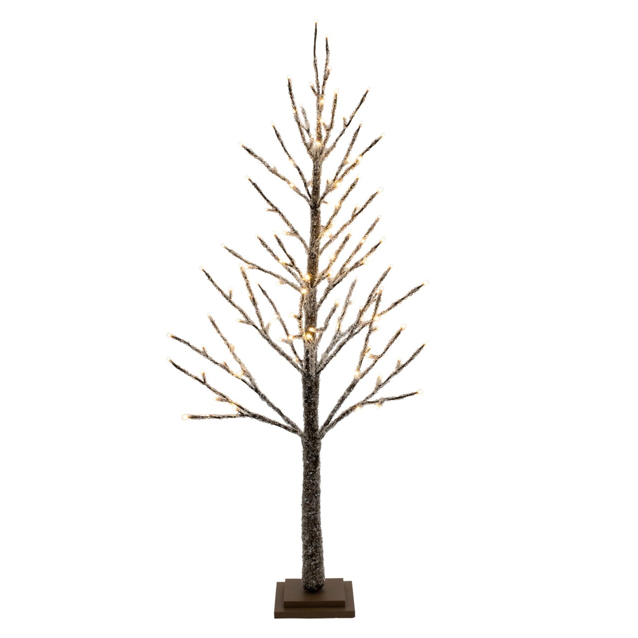 Melrose LED Lighted Glittered Christmas Twig Tree - 4' - Brown and Silver